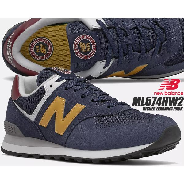 NEW BALANCE ML574HW2 width D ニューバランス 574 スニーカー メンズ Natural Indigo Aspen  NAVY ネイビー ワイン イエロー HIGHER LEARNING PACK