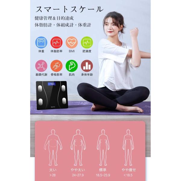 安い購入 体脂肪計 新世代 スマホ連動 Bluetooth対応 アプリ連携体組成計 体重 体脂肪率 体水分率 推定骨量 基礎代謝量 内臓脂肪レ 体重計 健康管理 計測計 Afghankarobar Com