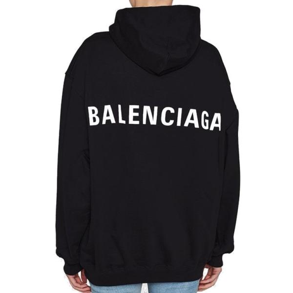 バレンシアガ バックロゴ フーディー メンズパーカー ゆったりフィット スウェット 556143 TAV37 1000 BALENCIAGA