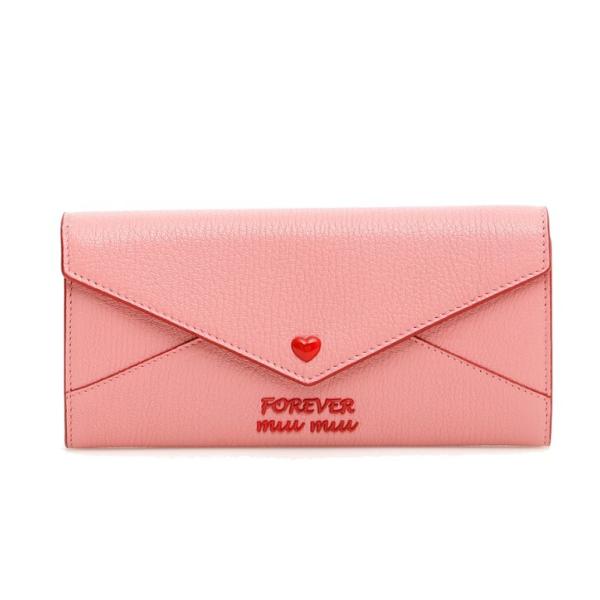 ミュウミュウ フォーエバーロゴ レター型 フラップ長財布 マドラス