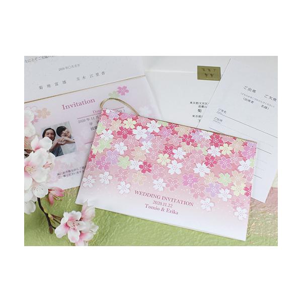 結婚式 招待状 四季 さくら 10部セット 印刷なし 手作り キット ウェディング ウエディング 披露宴 春 春挙式 スプリング ピンク 名入れ