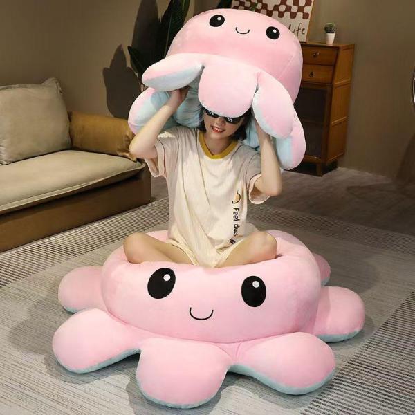ぬいぐるみ タコ リバーシブルタコ人形 裏返したタコのぬいぐるみ 特大　130cm　両面表情 怒る顔も笑い顔も 面白い　プレゼント
