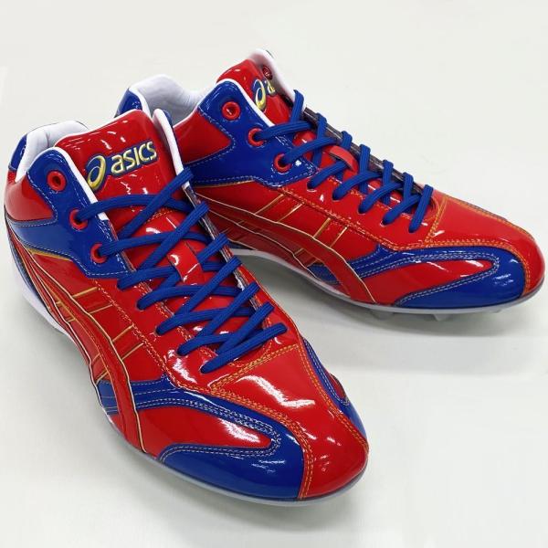 ASICS 【サイズ交換送料無料】レッド×ブルー アシックス 野球