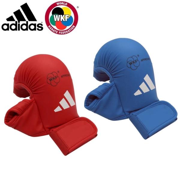 アディダス WKF公認 拳サポーター 親指付き 左右1組セットアディダス赤・青拳サポーター（空手グローブ）の特徴空手の試合や練習で使える空手拳サポーターです。親指を中に入れて使用することも可能です。すぐれた伸縮性と汗吸収力が早く快適な着心地...