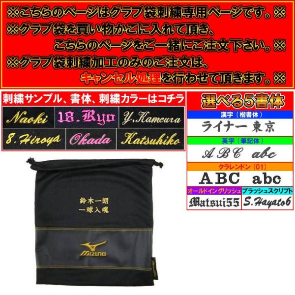 野球 グラブ袋刺繍２段 チーム名と名入れ刺繍 2段 学校名やチーム名と名前が2段で入ります 刺繍加工する商品と一緒にご注文ください Buyee Buyee บร การต วกลางจากญ ป น ซ อจากประเทศญ ป น