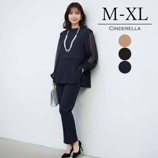 [Release date: January 22, 2026]ハーフシアースリーブの切り替えプリーツトップスとピンタックパンツのセットアップ。■サイズ(cm)・M:総丈69(トップス) バスト102 袖丈56 肩幅35 袖口19 総丈(パ...
