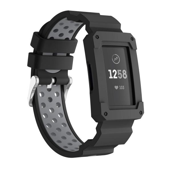 GOSETH Fitbit Charge 4/Fitbit Charge 3用バンド ケース付き 飛散防止保護フレーム付きシリコンストラップ Fitb