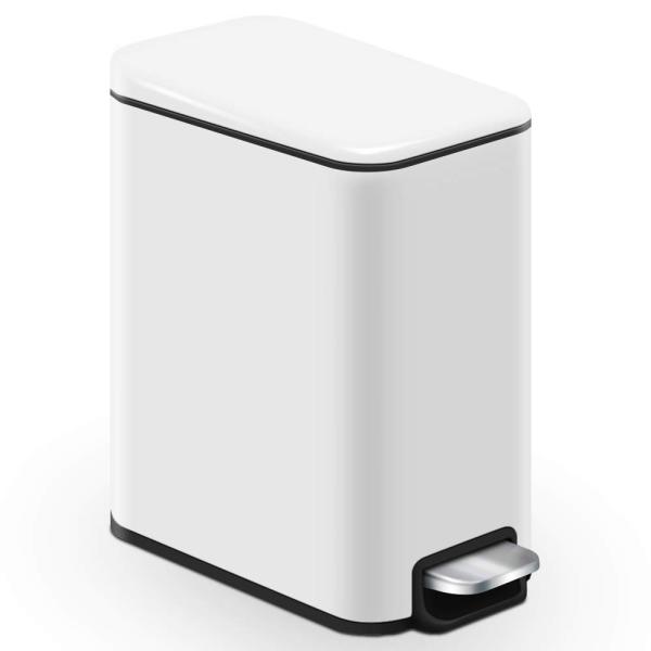 Grideto ゴミ箱 ペダルペール ふた付き ペダル式 コンパクト 音無し 防臭 場所とらない ステンレス 5L 四角 (白い)