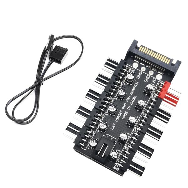 ファンハブ,CTRICALVER CPU冷却ハブ 10ポート12V4ピンPWMハブ、SATAポート付き