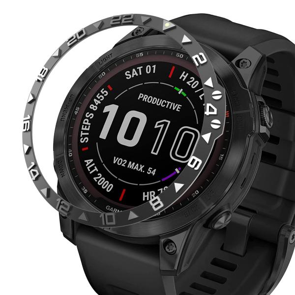 BAIHUIAM ベゼルリング Garmin Fenix 7Xに対応 ステンレススチールベゼルリング 粘着カバー 傷防止 衝突プロテクター Garmi