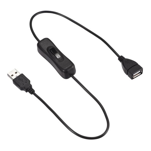 YOKIVE USB ON/OFF スイッチ付きケーブル オスからメスへの延長コード 摩耗の低減 自宅、スタジオ、オフィスに最適(ブラック 50cm)