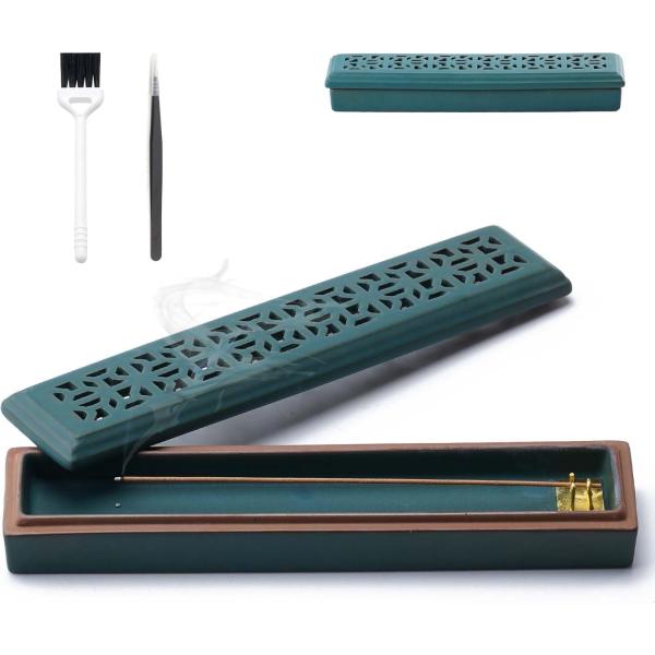 CEREMONY お香立て 横置き 安全 おしゃれ 陶器製 香炉 携帯用 線香立て 書斎 瞑想 寝かせる 供養 仏壇 茶道 用品 インテリア