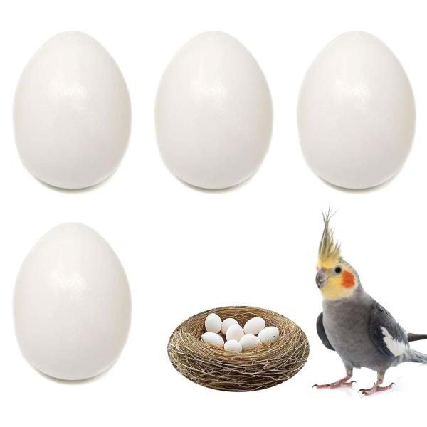 PAVIKE 偽卵 鳥おもちゃ 4個セット インコ フェイクチキンエッグ ロットハト繁殖用品 人工ネスト 卵食品サンプル フェイクダミーエッグ オカメ