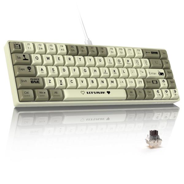MAMBASNAKE×AJAZZ AK680 有線ゲーミングキーボード 茶軸 軽量 メカニカルキーボード ホットスワップ対応 小型68キー RGB照明