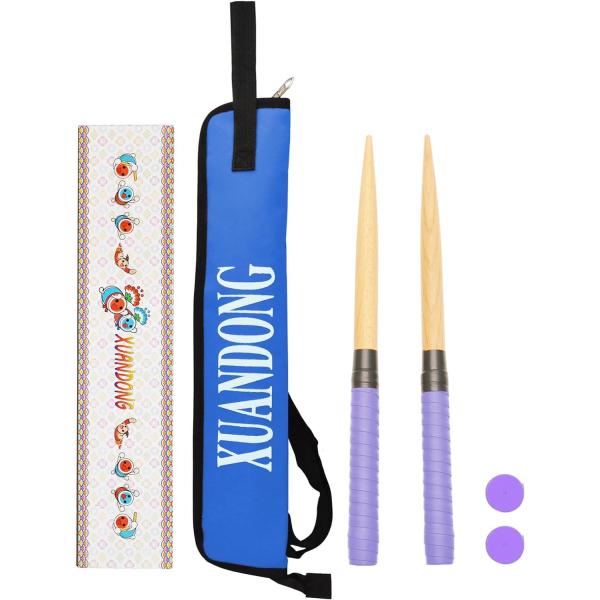 XUANDONG マイバチ 太鼓バチ&収納ケースセット 木製バット光沢 硬材 テーパー加工 先尖型 コンボ 使いやすい 2本セット 380ミリ-25ミ