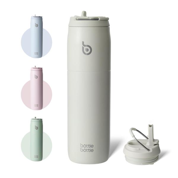 BOTTLE BOTTLE 水筒 1リットル 大容量 1000ml ストロー付き 直飲み 保温保冷 真空断熱 子供 大人 持ち手付き おしゃれ 1L