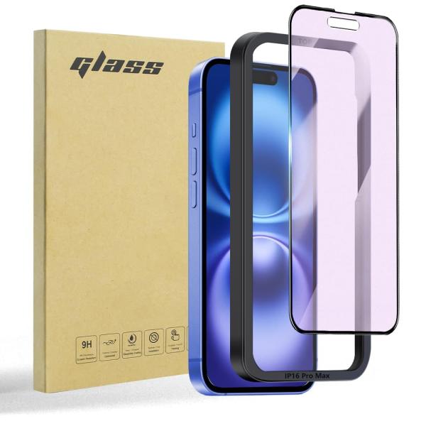 対応 iPhone 16 Plus 用 フィルム/ iPhone15 Plus 用 フィルム，ブルーライトカット 旭硝子 非光沢 ガイド枠付き さらさ
