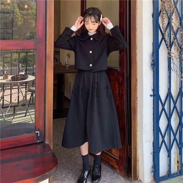 高校生中学生10代代ツーピースワンピースセットアップショートジャケットスカートフレアスカートシックカジュアル大人カジュアル4480 Ls1104 Linko Smile 通販 Yahoo ショッピング