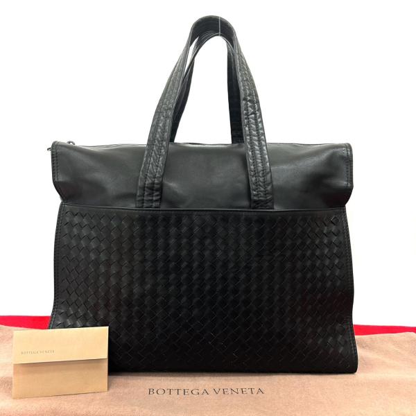 ハンドバック　ボッテガ　イントレ　レザー　ブラック【45,000円最終価格】 BOTTEGA VENETA（ボッテガ・ヴェネタ） バッグ イントレチャート