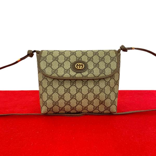 極 美品 GUCCI グッチ オールドグッチ ヴィンテージ GG ロゴ 金具 レザー 本革 ショルダーバッグ ポシェット サコッシュ ブラウン 347-4 GUCCI（グッチ） 極 美品 オールドグッチ ヴィンテージ GG ロゴ 金具