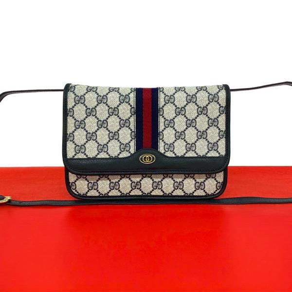 グッチ GUCCI GG柄 シマグッチ シェリーライン レザー ボディーバック GUCCI（グッチ） 極 美品 オールドグッチ ヴィンテージ シェリーライン
