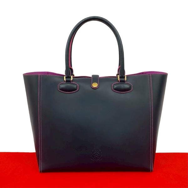 LOEWE（ロエベ） 極 美品 レオ アナグラム ロゴ トートバッグ レザー