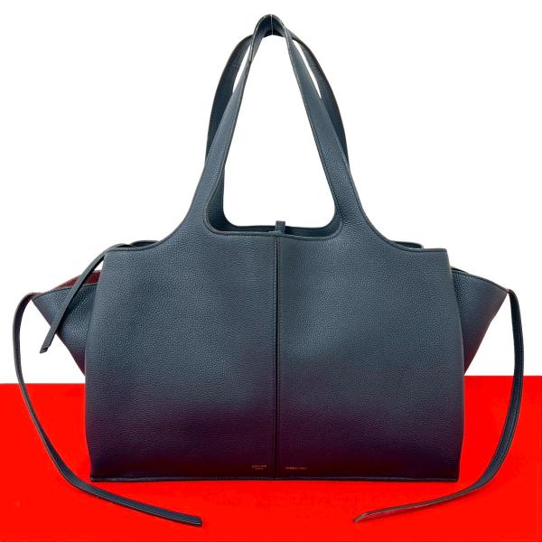 CELINE（セリーヌ） 極 美品 トライフォールド ロゴ レザー 本革