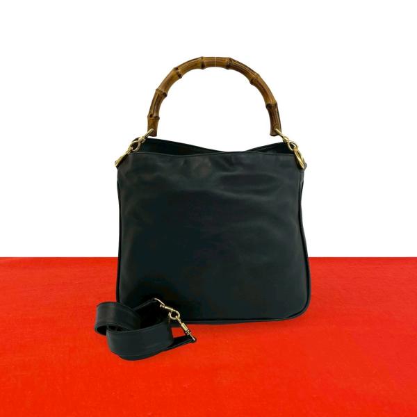 美品　GUCCI オールド　グッチ　バンブー　2way ショルダー　バッグ　黒 GUCCI（グッチ） 極 美品 オールドグッチ ヴィンテージ バンブー