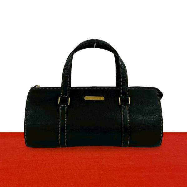 バーバリーズ ミニボストン レザー 本革 ノバチェック ブラック 美品 BURBERRY（バーバリー） 極 美品 ノバチェック 柄 ロゴ プレート 金具