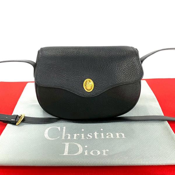 極 美品 Christian Dior ディオール ヴィンテージ CD ロゴ 金具 レザー