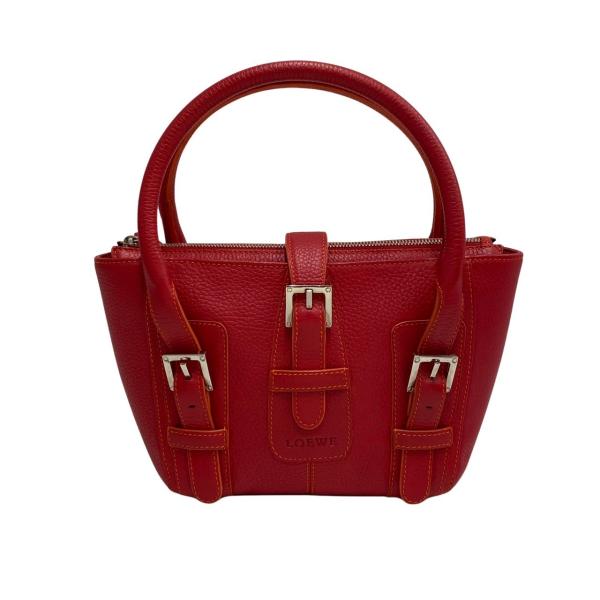 【極美品】ロエベ LOEWE センダ ハンドバッグ レザー　赤　レッド LOEWE（ロエベ） 極 美品 希少品 袋付 センダ ロゴ 刻印 レザー 本革