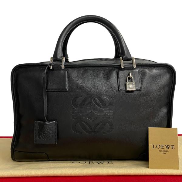 LOEWE ロエベ アマソナ36 アナグラム レザー ボストンバッグ 南京錠付き LOEWE（ロエベ） 極 美品 保存袋付き アマソナ 36 アナグラム ロゴ