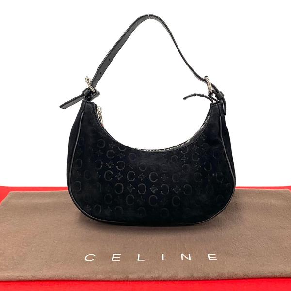CELINE セリーヌ マカダム スエード ハンドバッグ CELINE（セリーヌ） 極 美品 希少品 Cマカダム ロゴ 柄 スエード