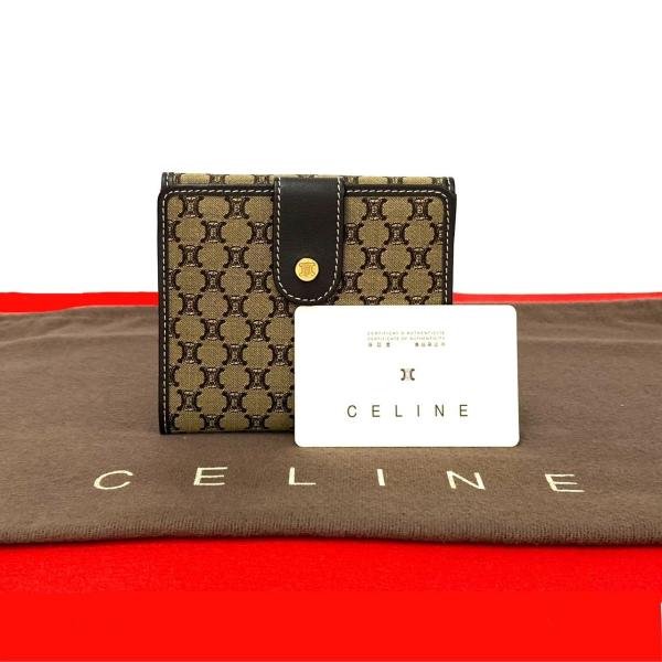 美品 CELINE セリーヌ 二つ折り財布 トリオンフ マカダム ロゴ 総柄 CELINE 未使用保管品 希少品 セリーヌ マカダム ブラゾン