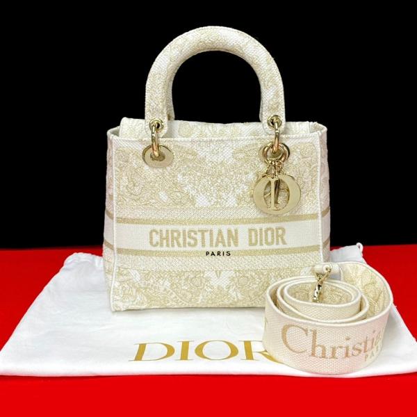 D~ior ホワイト ハンドバッグ~~~ ほぼ未使用 希少品 袋付き Christian Dior ディオール LADY D-LITE