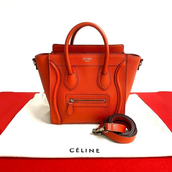 CELINE 未使用保管品 袋付 セリーヌ ラゲージ ナノショッパー レザー  