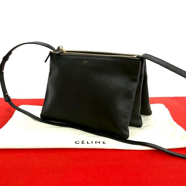 CELINE（セリーヌ） 極 美品 希少品 保存袋付き トリオ ラージ レザー