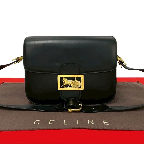CELINE（セリーヌ） 極 美品 ヴィンテージ ロゴ 馬車金具 カーフ