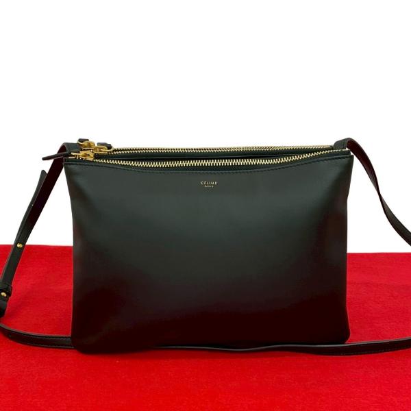 CELINE セリーヌ トリオ ラージ ショルダーバッグ ポシェット サコッシュ セリーヌトリオショルダーバッグラージブラックサコッシュ
