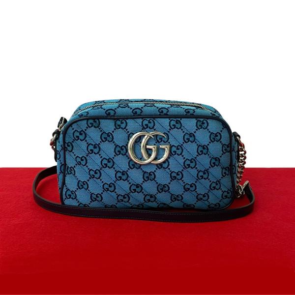 【極美品】グッチ GGマーモント チェーンショルダーバッグ レザー 黒 斜め掛け GUCCI（グッチ） GGマーモント チェーン ショルダーウォレット バッグ