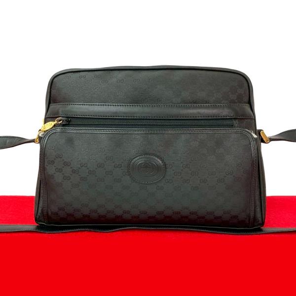 極 美品 GUCCI グッチ オールドグッチ ヴィンテージ マイクロ GG ロゴ レザー 本革 ショルダーバッグ ポシェット ブラック  97645 GUCCI（グッチ） 極 美品 オールドグッチ ヴィンテージ マイクロ GG