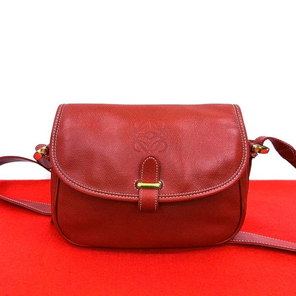 LOEWE（ロエベ） 極 美品 ヴィンテージ アナグラム 型押し ロゴ レザー
