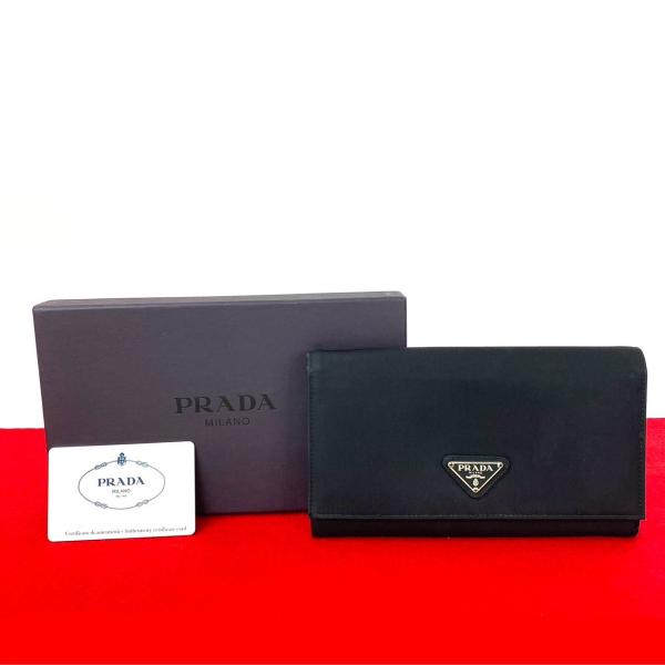 ✨未使用品✨ PRADA 長財布 ウォレット ナイロン 三角ロゴ　箱付き PRADA（プラダ） 極 美品 保存箱付き 三角ロゴ 金具 ナイロン