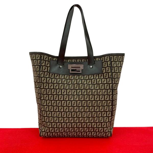 B フェンディ FENDI トートバッグ ズッキーノ FF FENDI（フェンディ） 極 美品 希少品 ズッキーノ FF 柄 ロゴ金具