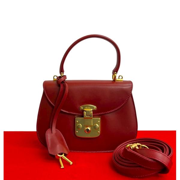 ◇グッチ◇オールドグッチ/レディロック/ハンドバッグ/ボックスカーフ/ブランド GUCCI（グッチ） 極 美品 オールドグッチ ヴィンテージ レディロック
