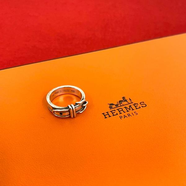 美品　HERMES シルバー リング8号　48 最安価 HERMES（エルメス） 極 美品 サンチュール シルバー925 ベルト リング