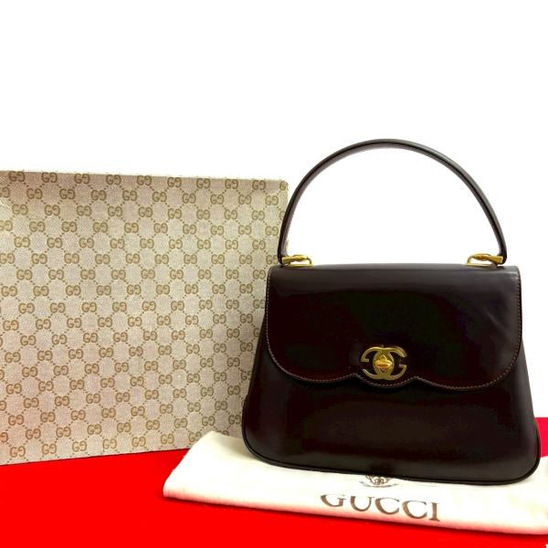 希少 美品 GUCCI オールドグッチ GG金具 レザー ハンドバッグ GUCCI（グッチ） 極 美品 箱 袋付 オールドグッチ ヴィンテージ GG