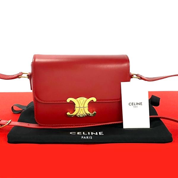 美品 希少◇セリーヌ ショルダーバッグ トリオンフ金具 ブラゾン