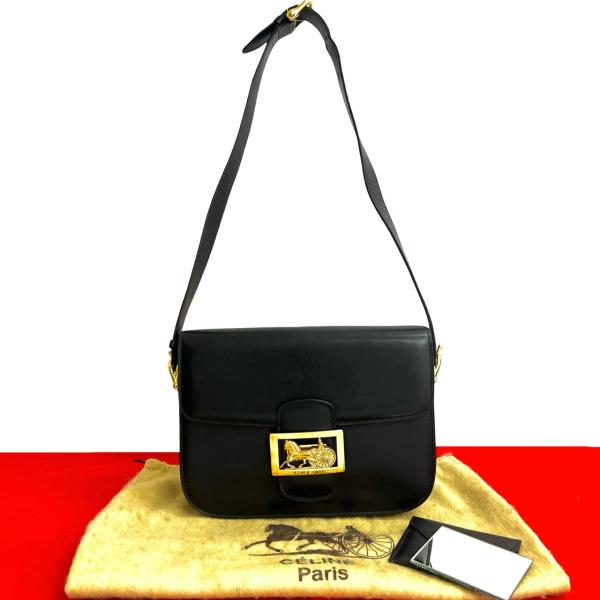 CELINE（セリーヌ） 極 美品 袋付き ヴィンテージ 馬車 金具 カーフ