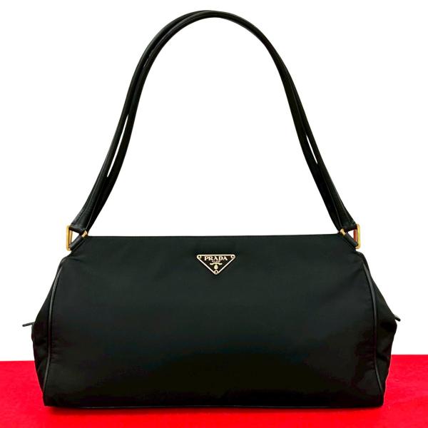 PRADA（プラダ） 極 美品 三角ロゴ 金具 ナイロン レザー 本革 トート